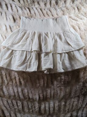 Women's Cream Tiered Ruffle Skirt